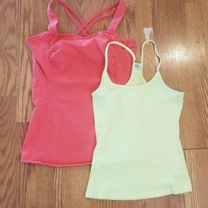EUC 2 Large Express Tank Tops Peachy Pink Yellow